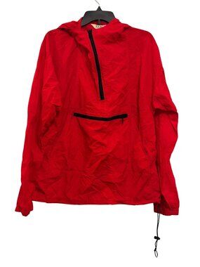 vintage L.L. Bean Red Mens Nylon Anorak Pullover Hooded Jacket Size M USA-Made